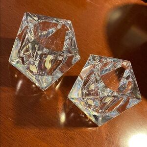 PartyLite Iridescent Quad Prism Votive Tealight Candle Holders EUC Set of 2